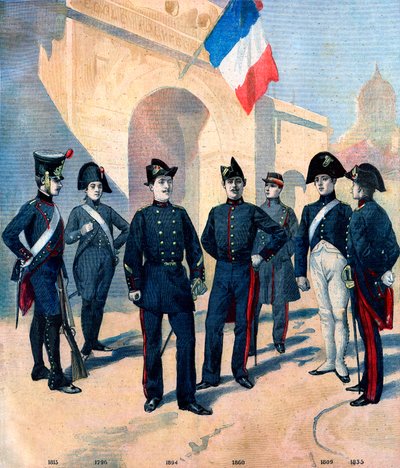 Evolution of the uniform of the pupils of the Ecole Polytechnique de Paris and their bicorne between 1796 and 1894 by French School