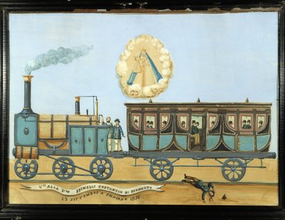Ex-voto for someone fallen from a train - Notre-Dame de Laghet by French School