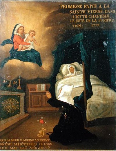 Ex voto for Sister Claudine Aguetant, who died at the general hospital of Lyon by French School