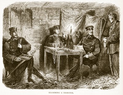 Examining a deserter, illustration from Cassells History of the War between France and Germany, 1870-1871 by French School