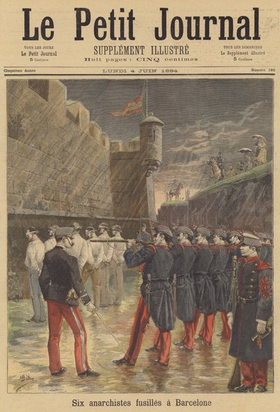 Execution by firing squad of six anarchists in Barcelona by French School
