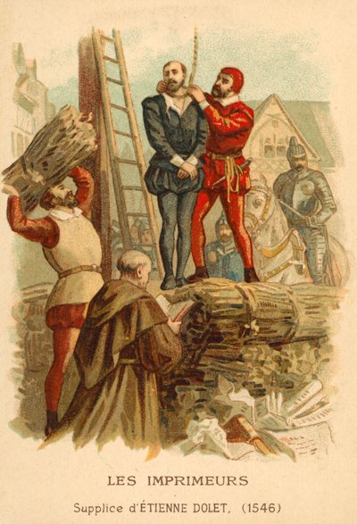 Execution of Etienne Dolet, French scholar, translator and printer, Paris by French School