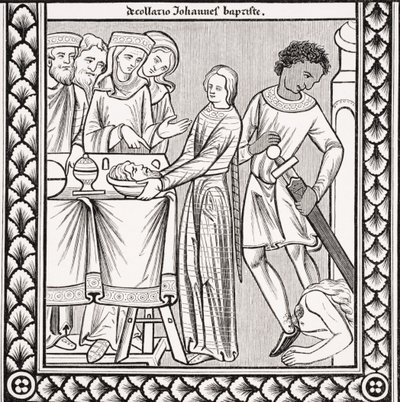 Execution of St. John the Baptist, after a Miniature in a 13th Century Psalm Book of St. Louis, from 