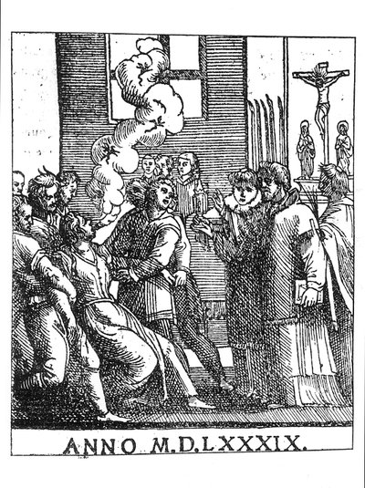 Exorcising Scene in 1589 by French School