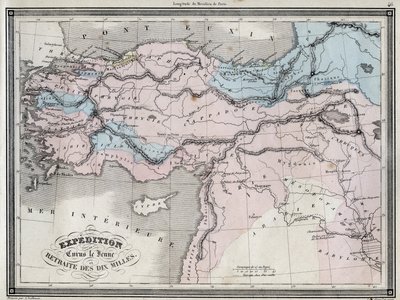 Expedition of Cyrus the Young (5th century BC) and retreat of the ten miles - Plate extracted from “Universal Atlas of ancient and modern geography for residential schools” by Vuillemin - ca. 1845 by French School