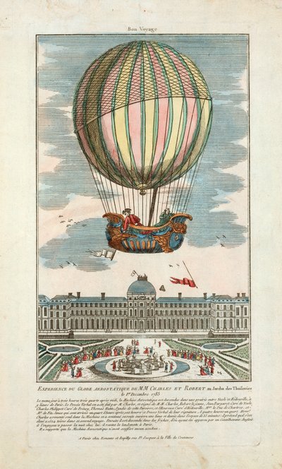 Experience of the Aerostatic Globe by MM. Charles and Robert at the Tuileries Garden on December 1, 1783 by French School