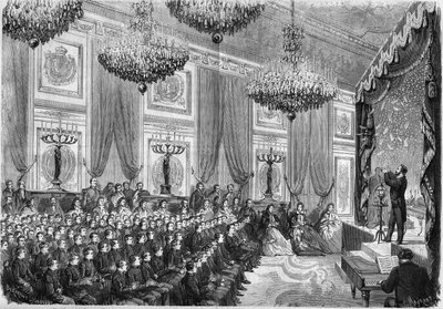 Physics experiments performed by Henri Robin in honor of the best students of the Lycees of Paris, a show offered by the Prince Imperial at the Tuileries Palace, January 27, 1865. Present: the Prince Imperial, son of Napoleon III by French School