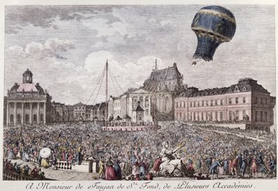 Experiment at Versailles of the Montgolfier Brothers with the Flight in a Montgolfiere Hot Air Balloon of a Cock, a Duck and a Sheep by French School