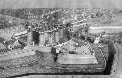 Exterior view of the Bastille in Paris in 1650 by French School
