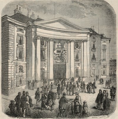 Exterior view of the School of Law, Place du Pantheon in Paris - Engraving in 