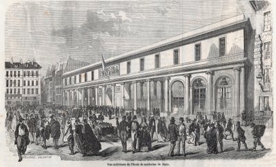 Exterior View of the School of Medicine of Paris - Engraving in 