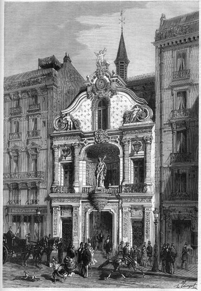 Exterior view of the hotel of the newspaper Le Figaro in Paris at 26, rue Drouot. Engraving in Le Monde Illustré n°888 of 18 April 1874. by French School