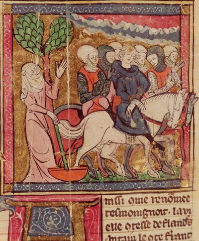 Ferdinand of Portugal, Count of Flanders taken as a Prisoner to Paris after the Battle of Bouvines, 27th July 1214, Grandes Chroniques de France, 1375-79 by French School