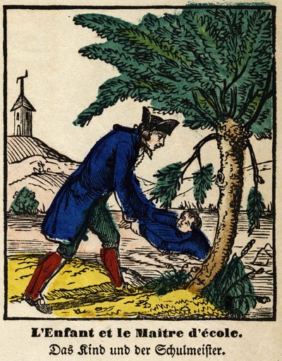 Fables from La Fontaine: the child and the schoolmaster by French School