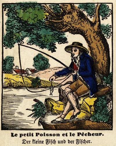 Fables of La Fontaine: The Little Fish and the Fisherman. Image of Epinal, First Half of the 19th Century by French School