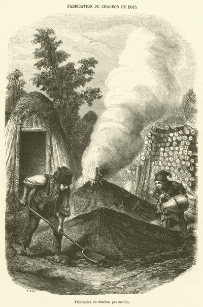 Charcoal Production by Piles by French School