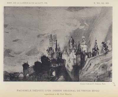 Facsimile (Reduced) of an Original Drawing by Victor Hugo by French School