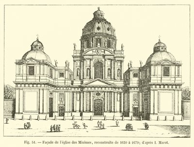 Facade of the Church of the Minimes, Rebuilt from 1630 to 1679; after I Marot by French School
