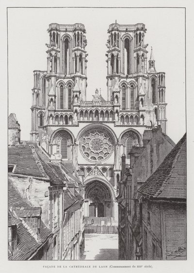 Facade of Laon Cathedral, early 13th Century by French School