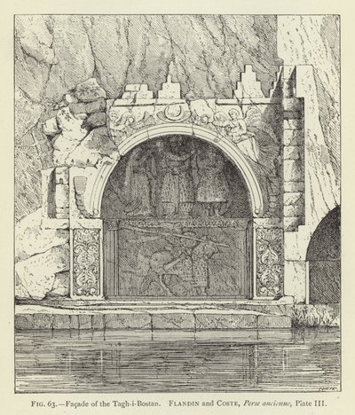 Facade of the Tagh-i-Bostan by French School