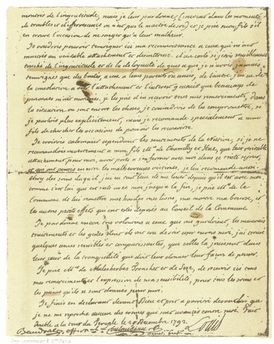 Facsimile of the Will of Louis XVI of France by French School