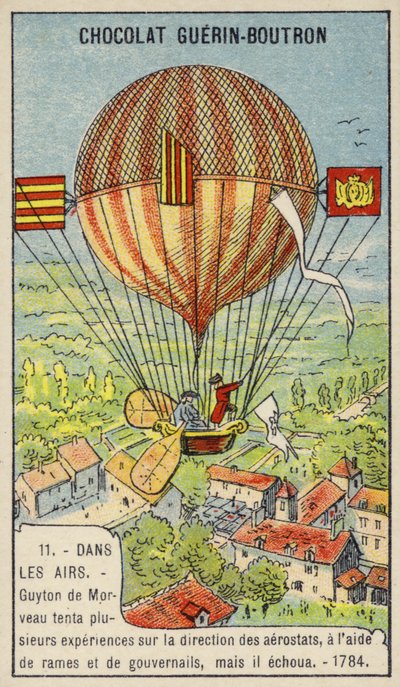 Failed attempt by Guyton de Morveau to steer a balloon by French School