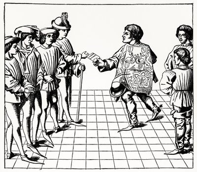 Fashion and Manner of the King of Arms, from the Tournois du roy Rene, illustration from Science and Literature in the Middle Ages and Renaissance, written and engraved by Paul Lacroix, 1878 by French School