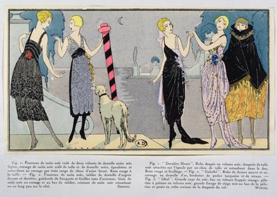 Fashion designs by Jacques Doucet and the House of Worth from Les Elegances Parisiennes, winter of 1920-21 by French School