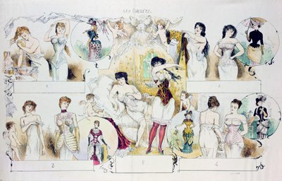 Fashion plate for La Vie Parisienne depicting corsets by French School