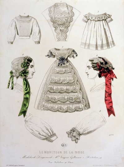 Fashion plate from Le Moniteur de la Mode, 1854 by French School