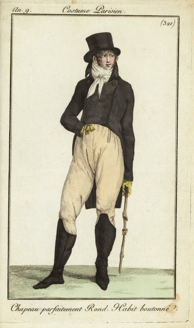 Fashionable man or Incroyable with cudgel by French School