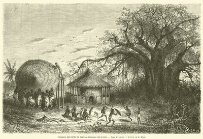 Women from the Banks of the Zambezi Building Huts, Children