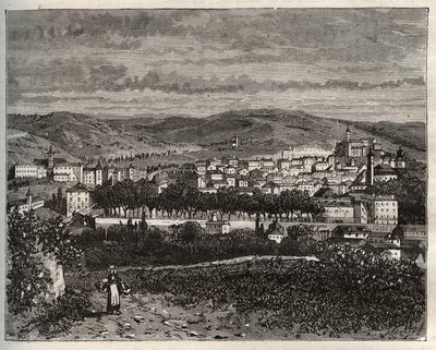 Figeac - Lot, in the Midi-Pyrenees region - engraving from 