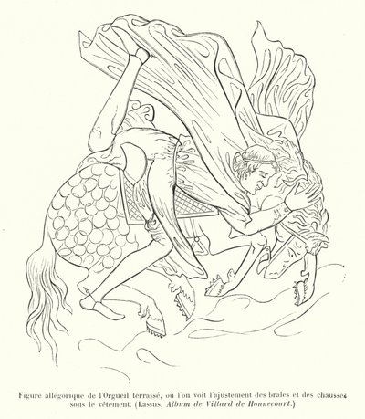 Allegorical Figure of Pride Overcome, Showing the Adjustment of Breeches and Hose Under the Garment by French School