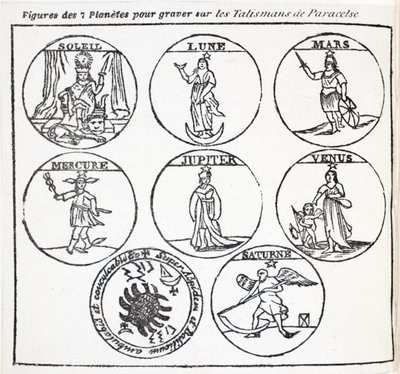 Figures of the 7 Planets for Engraving on the Talismans of Paracelsus by French School