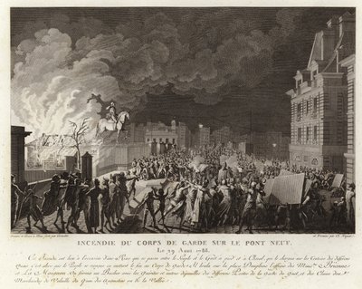 Fire at the Corps du Garde on the Pont Neuf in Paris by French School