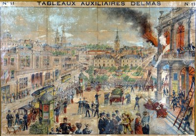 Fire in the city, 19th century, ed. Delmas by French School