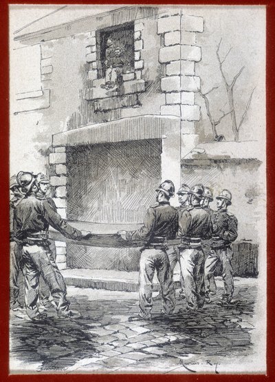 Firefighters, The rescue cover, n.d. early 19th century by French School