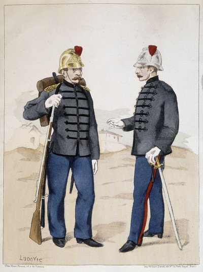 Firefighters in 1889 by French School