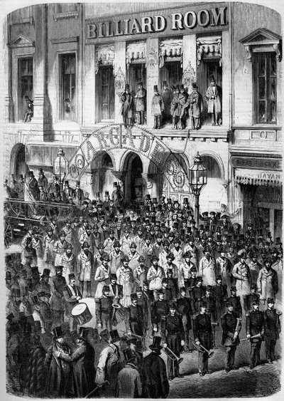 Firefighters in New York preparing to leave for Washington to congratulate the new president of the Union (James Buchanan) by French School
