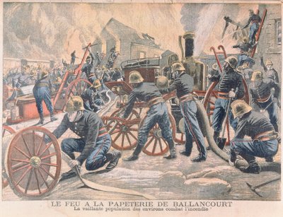 Firemen Fighting a Fire at a Paper Mill in Ballancourt, from Le Petit Journal, 1905 by French School