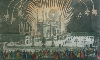 Fireworks in Green Park to celebrate the signing of the Treaty of Paris in 1763 by French School