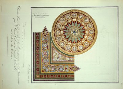 First Empire: design of a carpet executed at the Manufacture de la Savonnerie for the Cabinet de Travail of Emperor Napoleon I at the Palais des Tuileries in Paris by French School