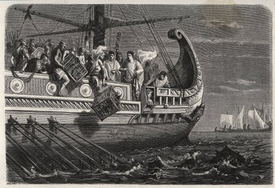 First Punic War - Publius Claudius Appius Pulcher (died around 240 BC) before the Battle of Drepanum (249 BC) makes sacred chickens cast into the sea by French School