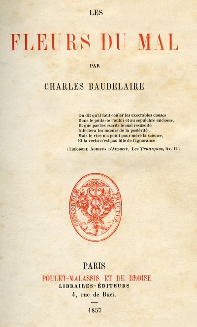 First edition of Les Fleurs du Mal by Charles Baudelaire by French School