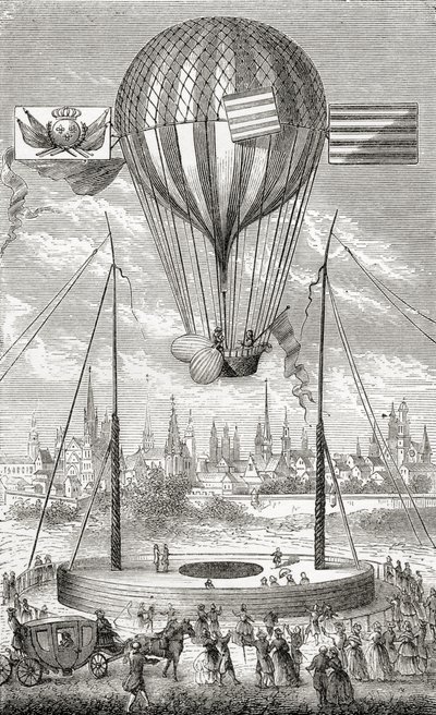 First Flight with a Dirigible Balloon, from Dijon, 12th of June 1784, from 