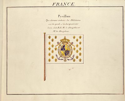 Flag of the Dauphin and Dauphine, Louis-Antoine and Marie-Therese of France, from Pavillons des Puissances Maritimes, c.1815-30 by French School