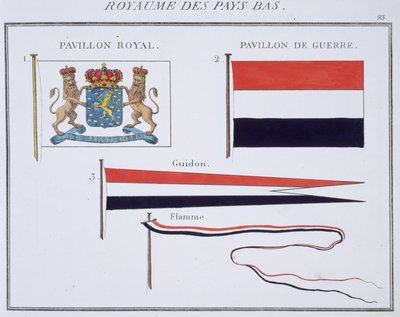 Flags from the Kingdom of the Netherlands, from a French book of Flags, c.1819 by French School