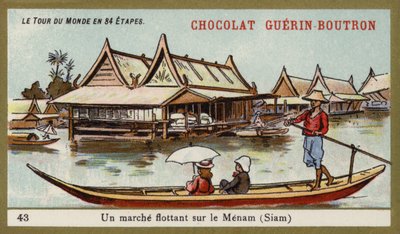 Floating market on the River Menam, Siam by French School