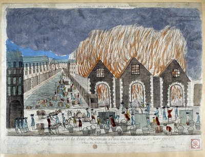 Fair of Saint Germain in Paris, the night of March 16 to 17, 1762 - engraving by French School